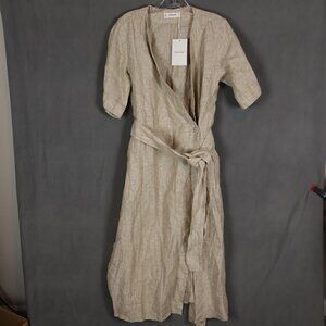 NWT Everlane Wrap Dress Small Cornstalk Chambray European Flax Linen Lagenlook